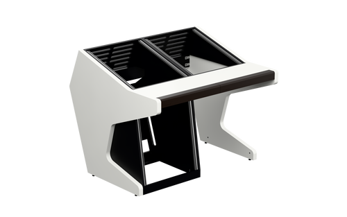 Sessiondesk DUO [2x12 + 1x12] in gloss white — three-quarter view