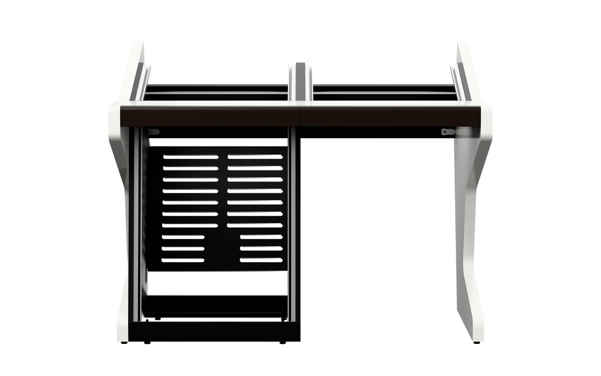 Sessiondesk DUO [2x8 + 1x12] in gloss white — front view