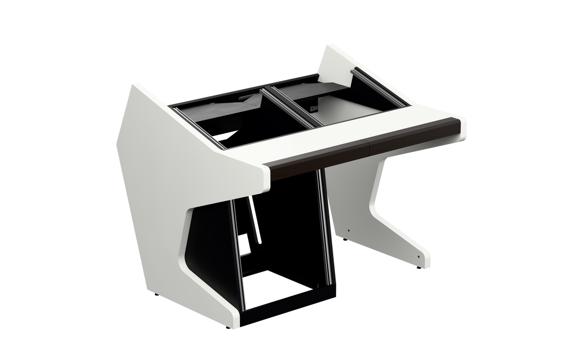 Sessiondesk DUO [2x8 + 1x12] in gloss white — three-quarter view