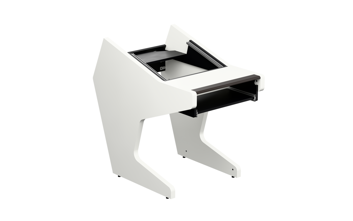 Sessiondesk SOLO [1x8] + KEY in gloss white — three-quarter view