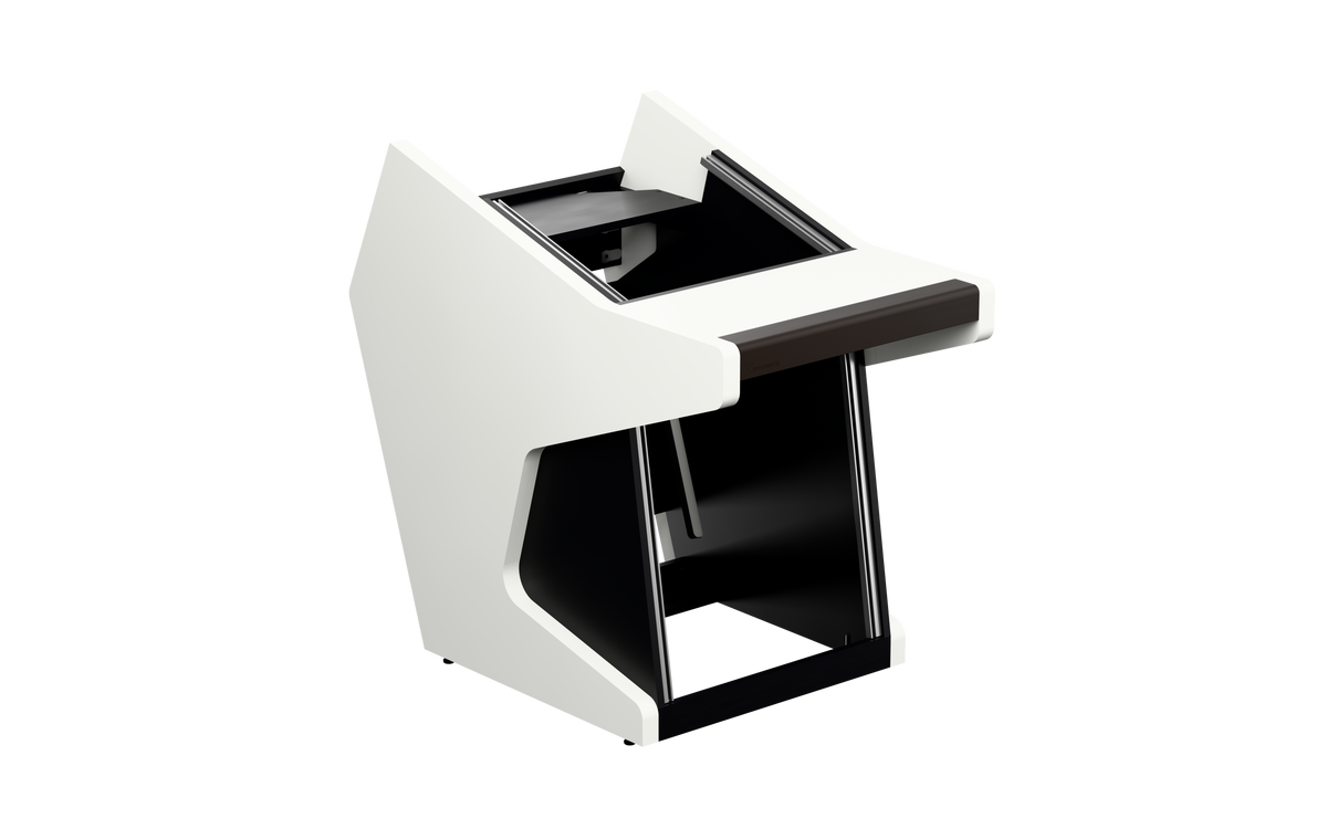 Sessiondesk SOLO [1x8 + 1x12] in gloss white — three-quarter view