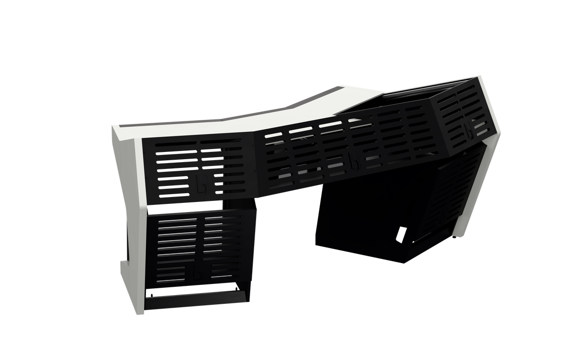 Sessiondesk TRAPEZ 60 [2x12 + 2x12] + KEY in gloss white — back view