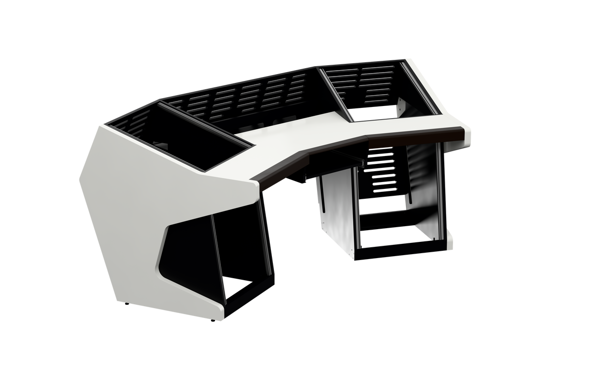 Sessiondesk TRAPEZ 60 [2x12 + 2x12] + KEY in gloss white — three-quarter view