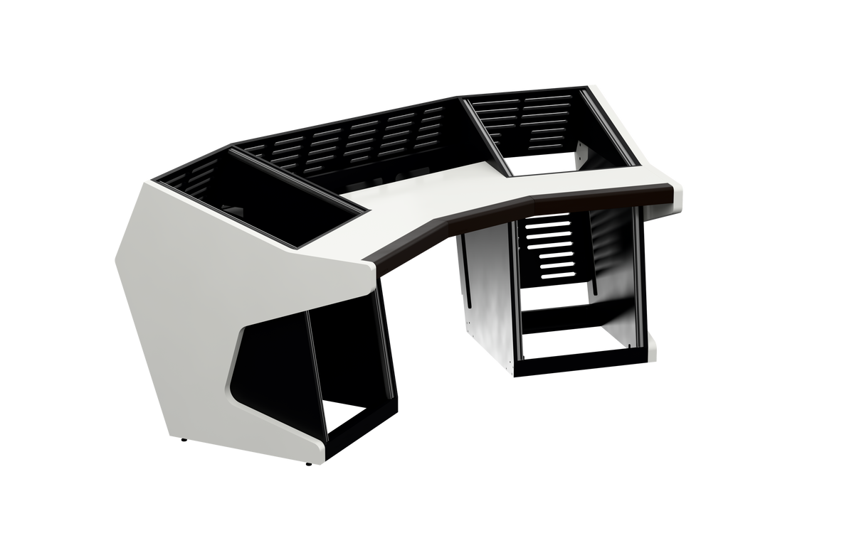Sessiondesk TRAPEZ 60 [2x12 + 2x12] in gloss white — three-quarter view