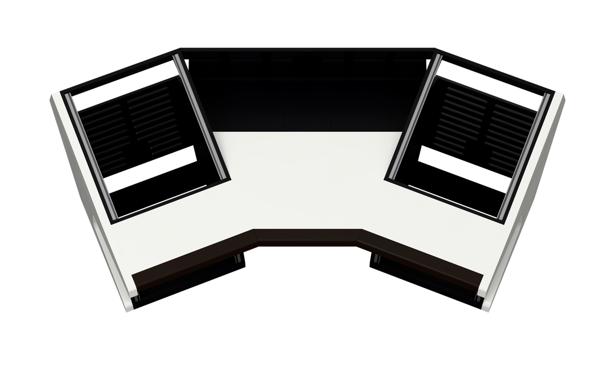 Sessiondesk TRAPEZ 60 [2x12 + 2x12] in gloss white — top view