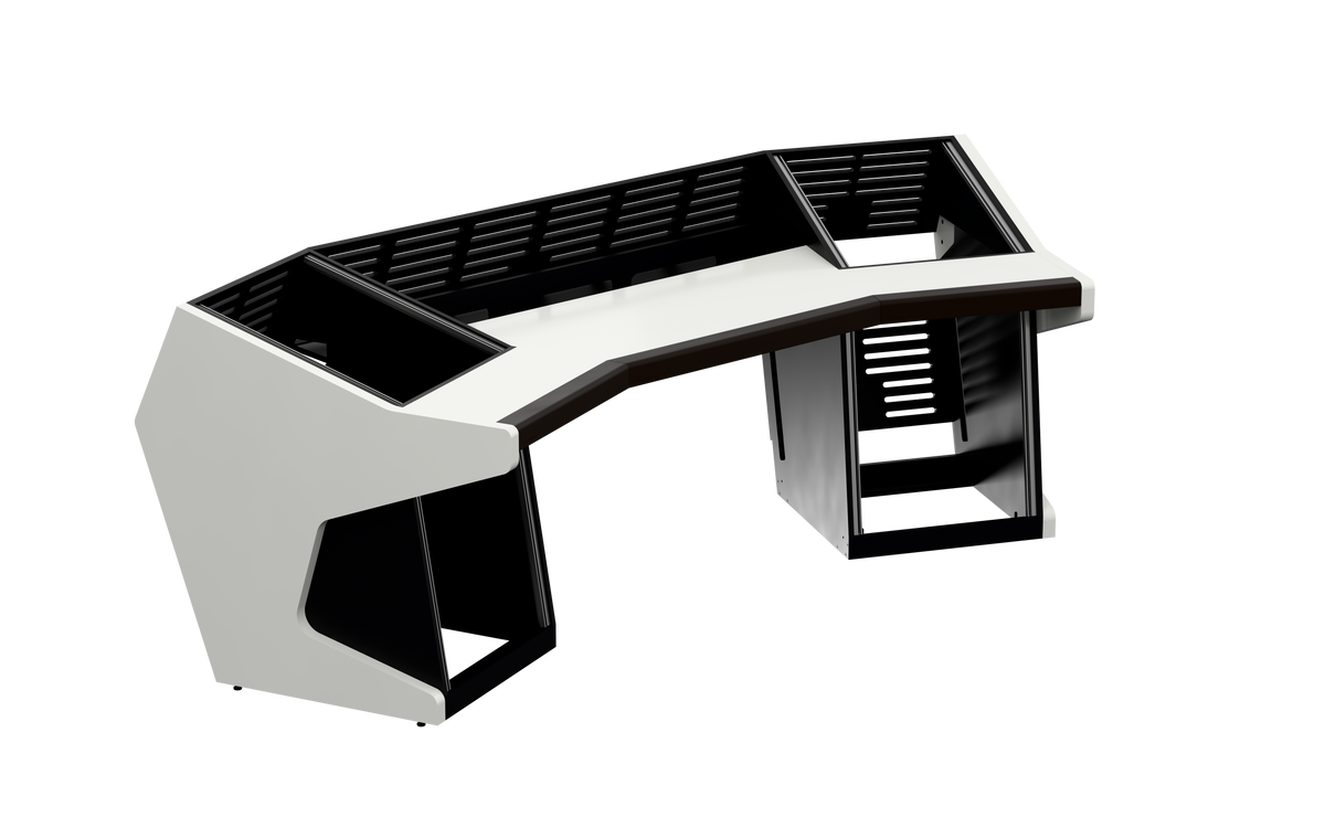 Sessiondesk TRAPEZ 80 [2x12 + 2x12] in gloss white — three-quarter view