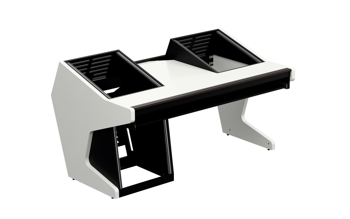 Sessiondesk TRIO [2x12 + 1x12] + KEY in gloss white — three-quarter view