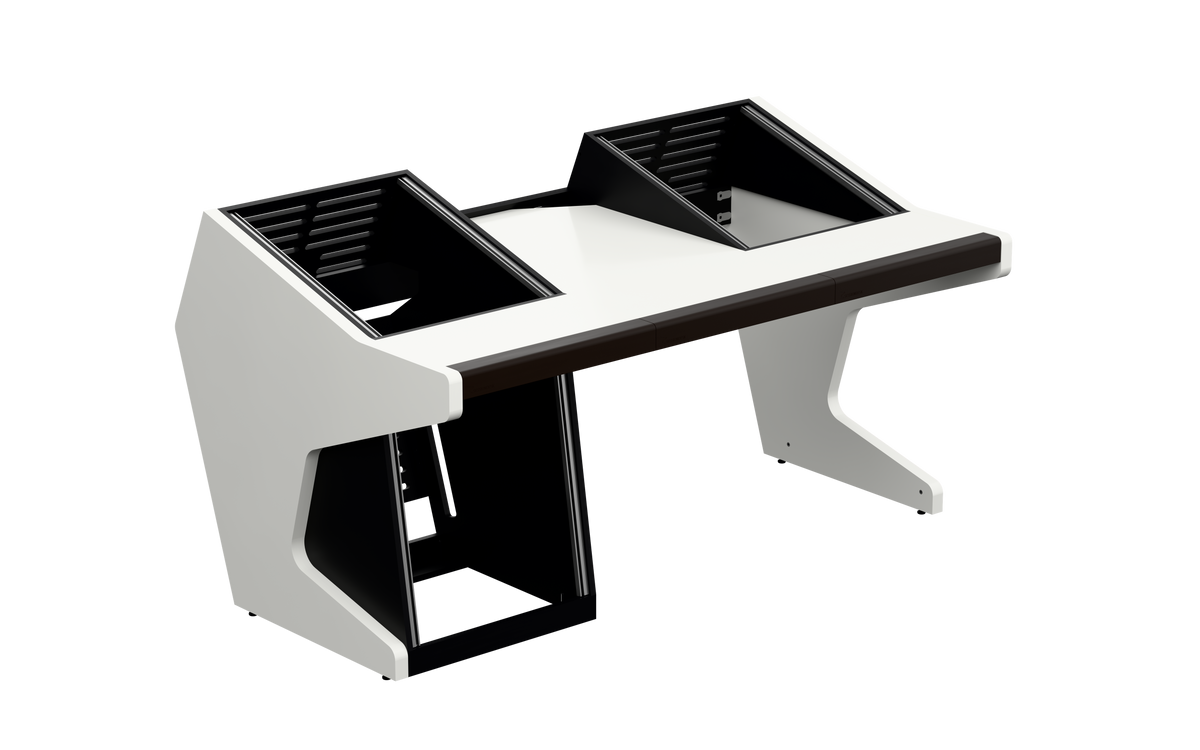 Sessiondesk TRIO [2x12 + 1x12] in gloss white — three-quarter view
