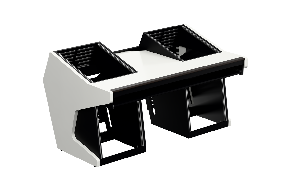 Sessiondesk TRIO [2x12 + 2x12] + KEY in gloss white — three-quarter view