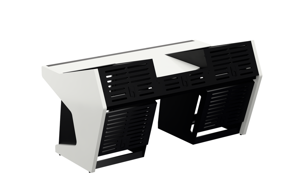 Sessiondesk TRIO [2x12 + 2x12] in gloss white — back view