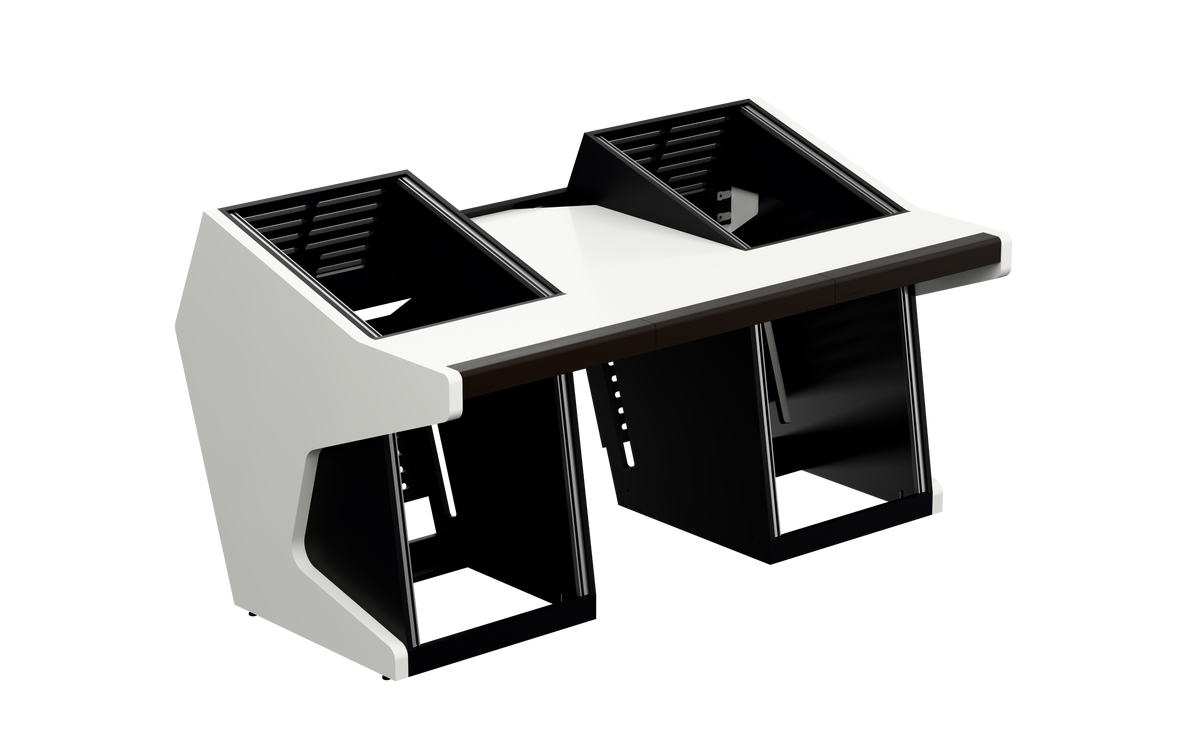 Sessiondesk TRIO [2x12 + 2x12] in gloss white — three-quarter view