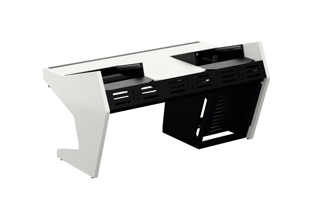 Sessiondesk TRIO [2x8 + 1x12] + KEY in gloss white — back view