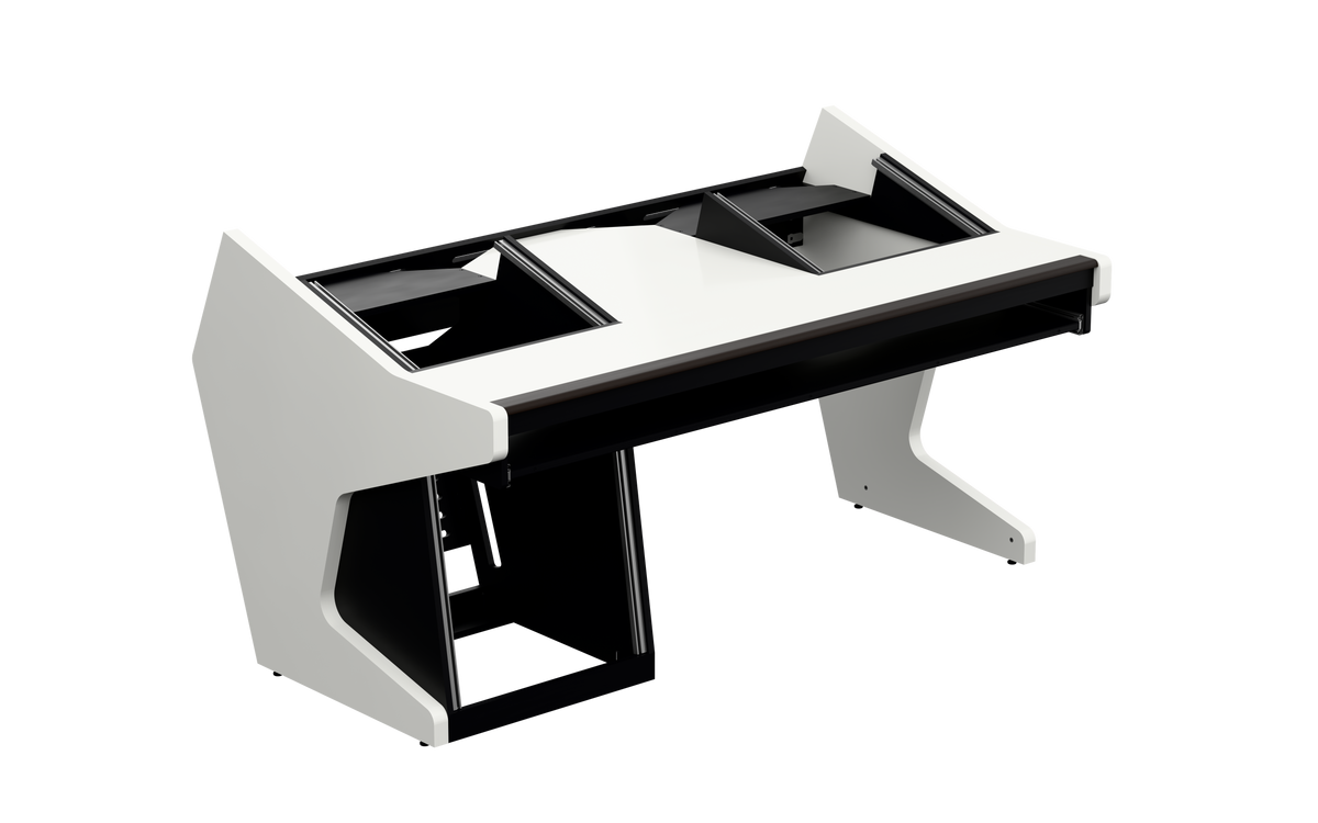 Sessiondesk TRIO [2x8 + 1x12] + KEY in gloss white — three-quarter view