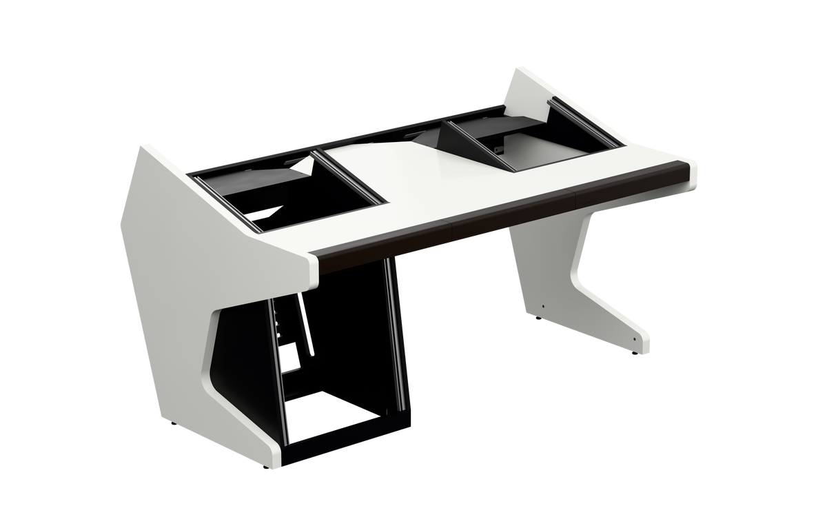 Sessiondesk TRIO [2x8 + 1x12] in gloss white — three-quarter view