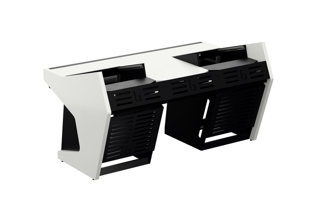 Sessiondesk TRIO [2x8 + 2x12] + KEY in gloss white — back view