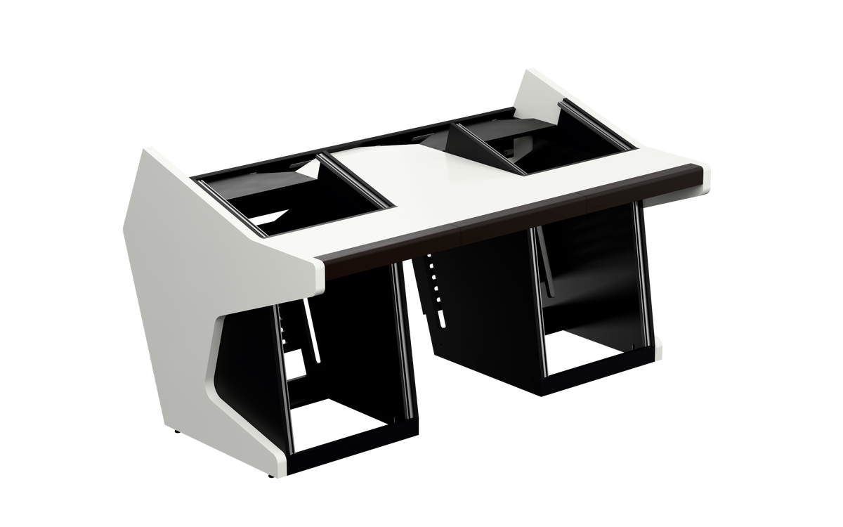 Sessiondesk TRIO [2x8 + 2x12] in gloss white — three-quarter view