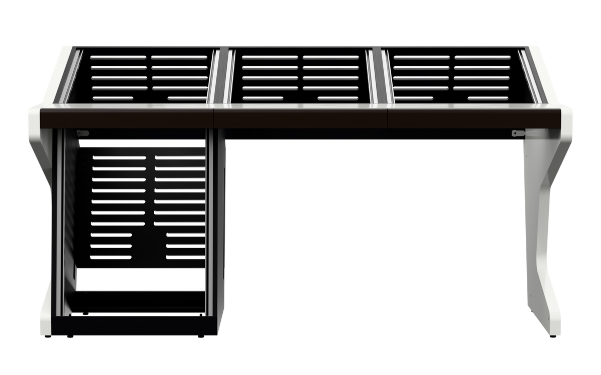 Sessiondesk TRIO [3x12 + 1x12] in gloss white — front view