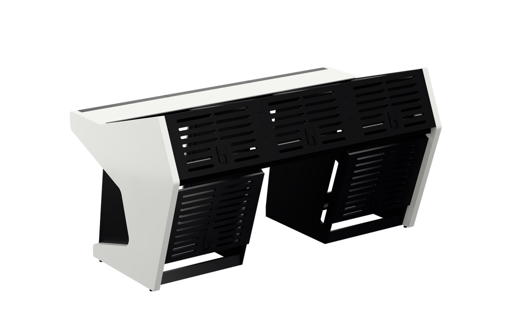 Sessiondesk TRIO [3x12 + 2x12] in gloss white — back view