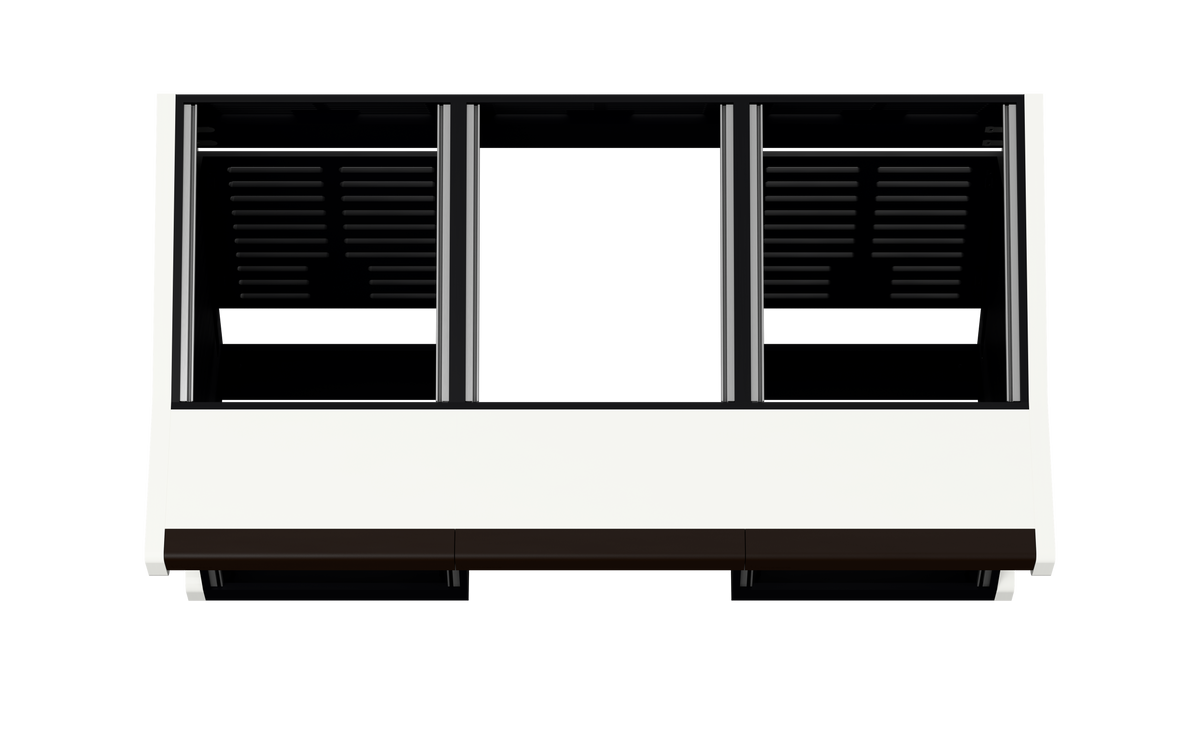 Sessiondesk TRIO [3x12 + 2x12] in gloss white — top view
