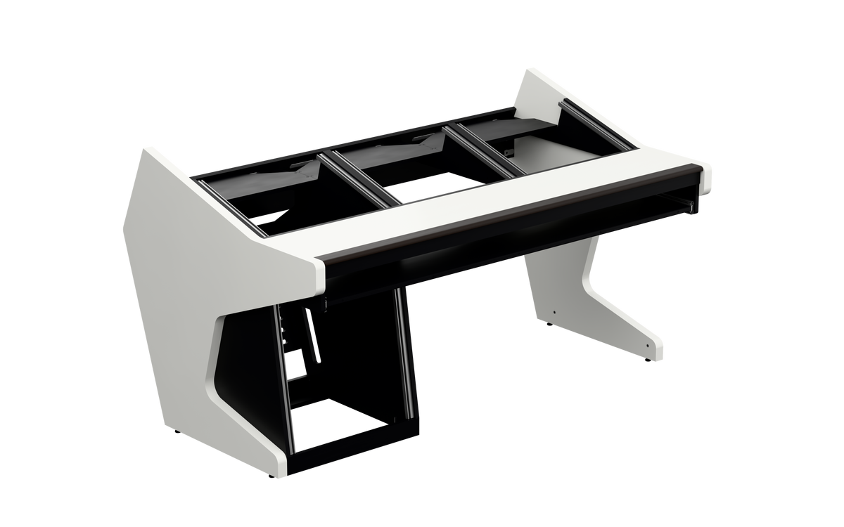 Sessiondesk TRIO [3x8 + 1x12] + KEY in gloss white — three-quarter view