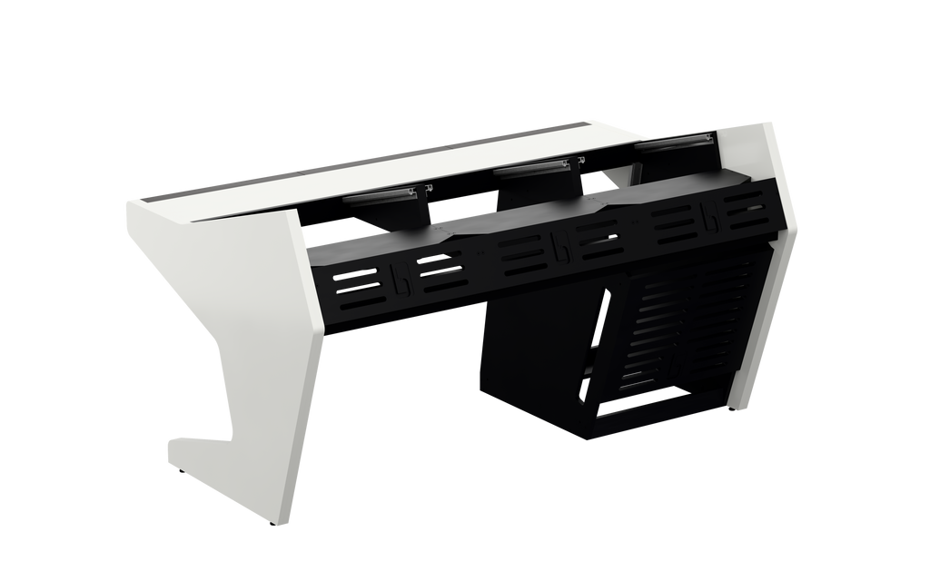 Sessiondesk TRIO [3x8 + 1x12] in gloss white — back view