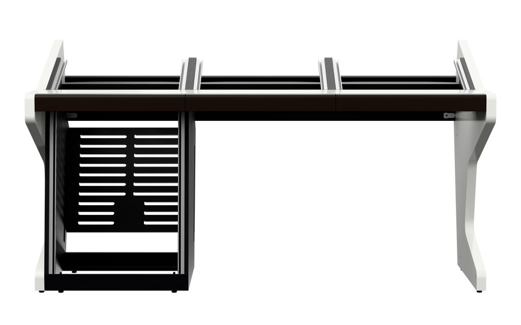 Sessiondesk TRIO [3x8 + 1x12] in gloss white — front view