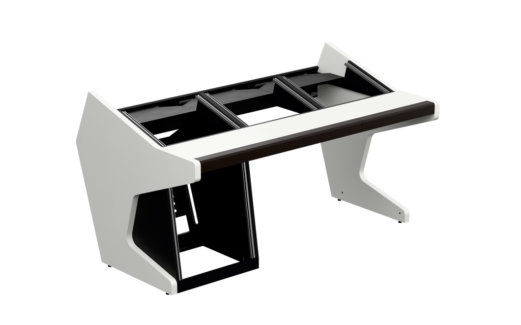 Sessiondesk TRIO [3x8 + 1x12] in gloss white — three-quarter view