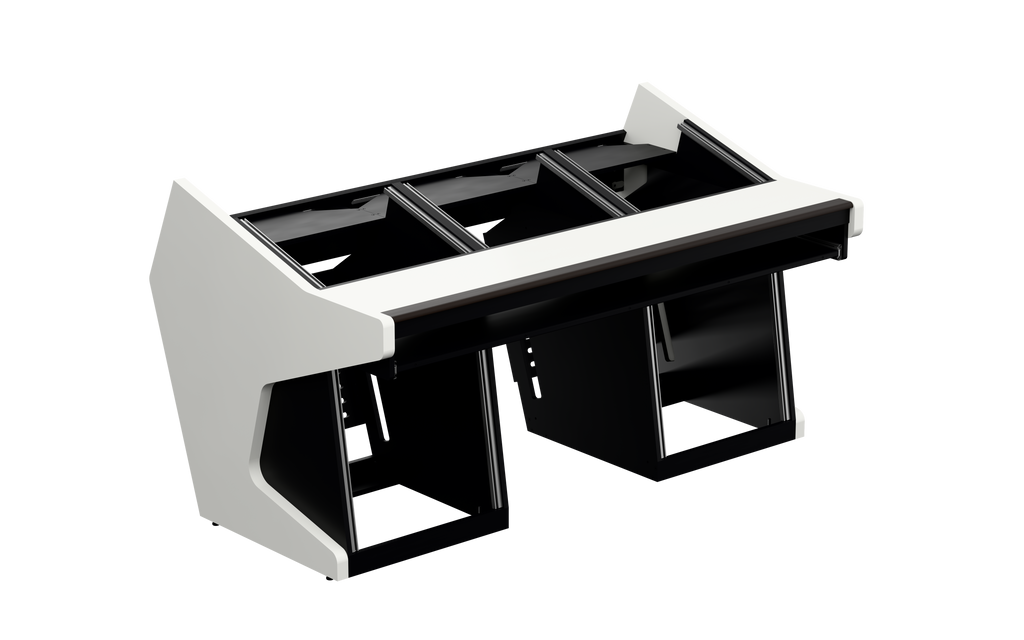 Sessiondesk TRIO [3x8 + 2x12] + KEY in gloss white — three-quarter view